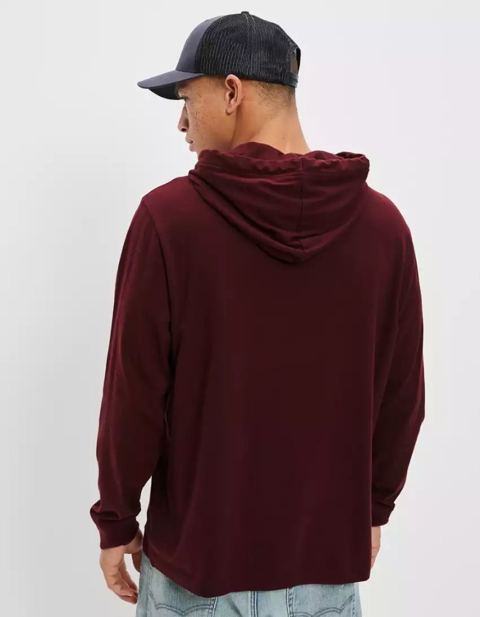 Sweat à Capuche American Eagle AE Super Soft Logo Graphique Bordeaux Homme | DPR-81900320